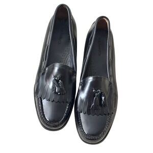 GH Bass Co Mens Black Leather Tassel Loafers Slip On Dress Shoes Size 13D